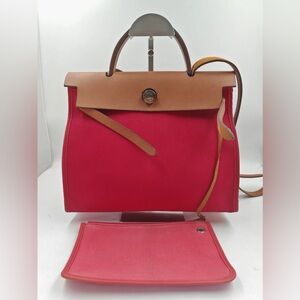 Authentic Hermes Herbag With Small Pouch
